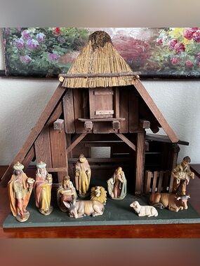 Rare Vintage ANRI Kuolt Wooden Nativity Set